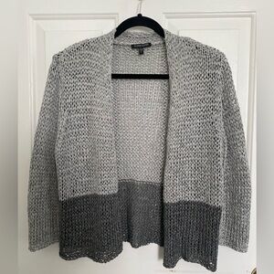 Eileen Fisher Two-Tone Gray Open-Front Cardigan Size LP